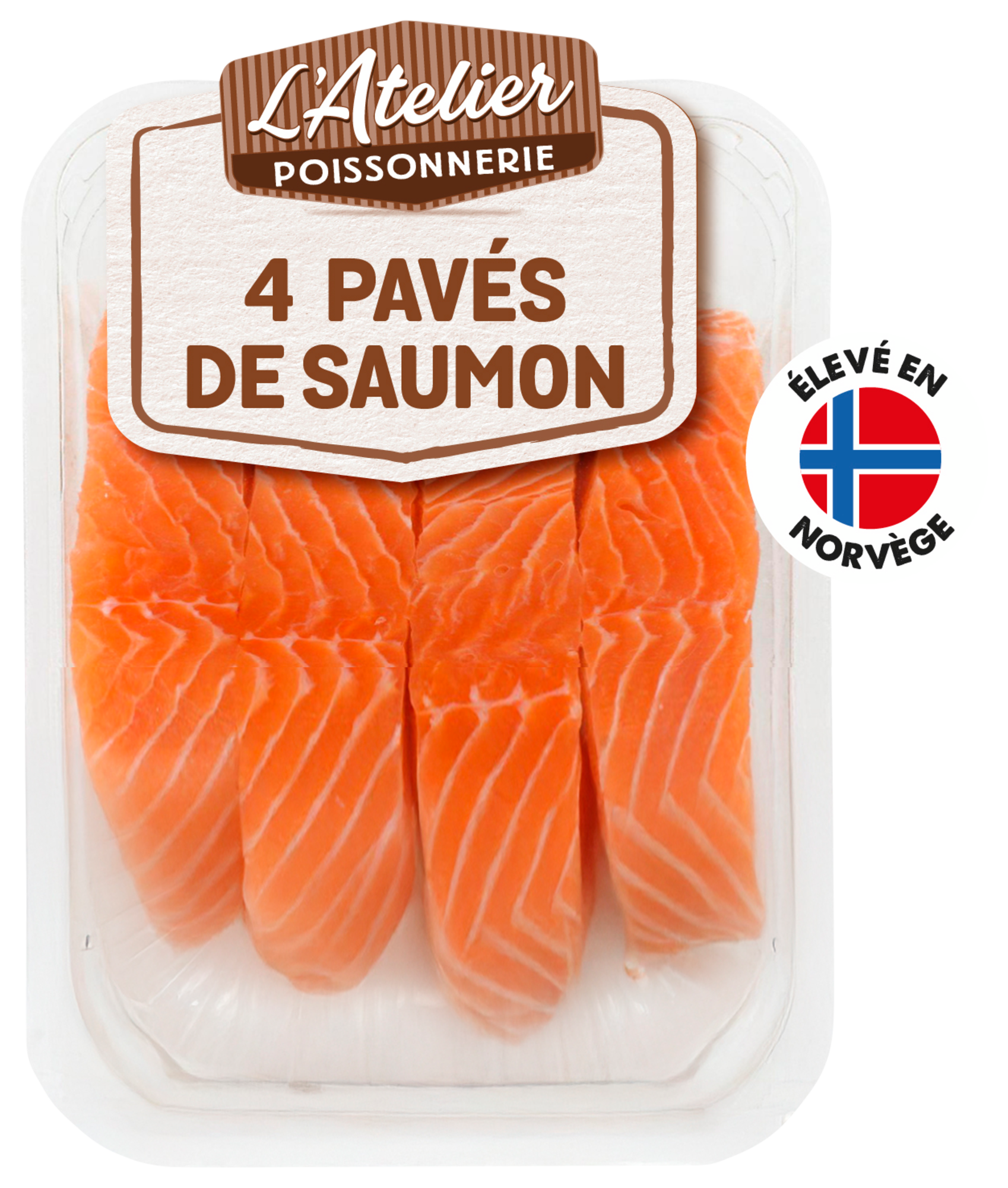L'ATELIER POISSONNERIE 4 PAVÉS DE SAUMON GLOBAL GAP AVEC PEAU ET SANS ARÊTE