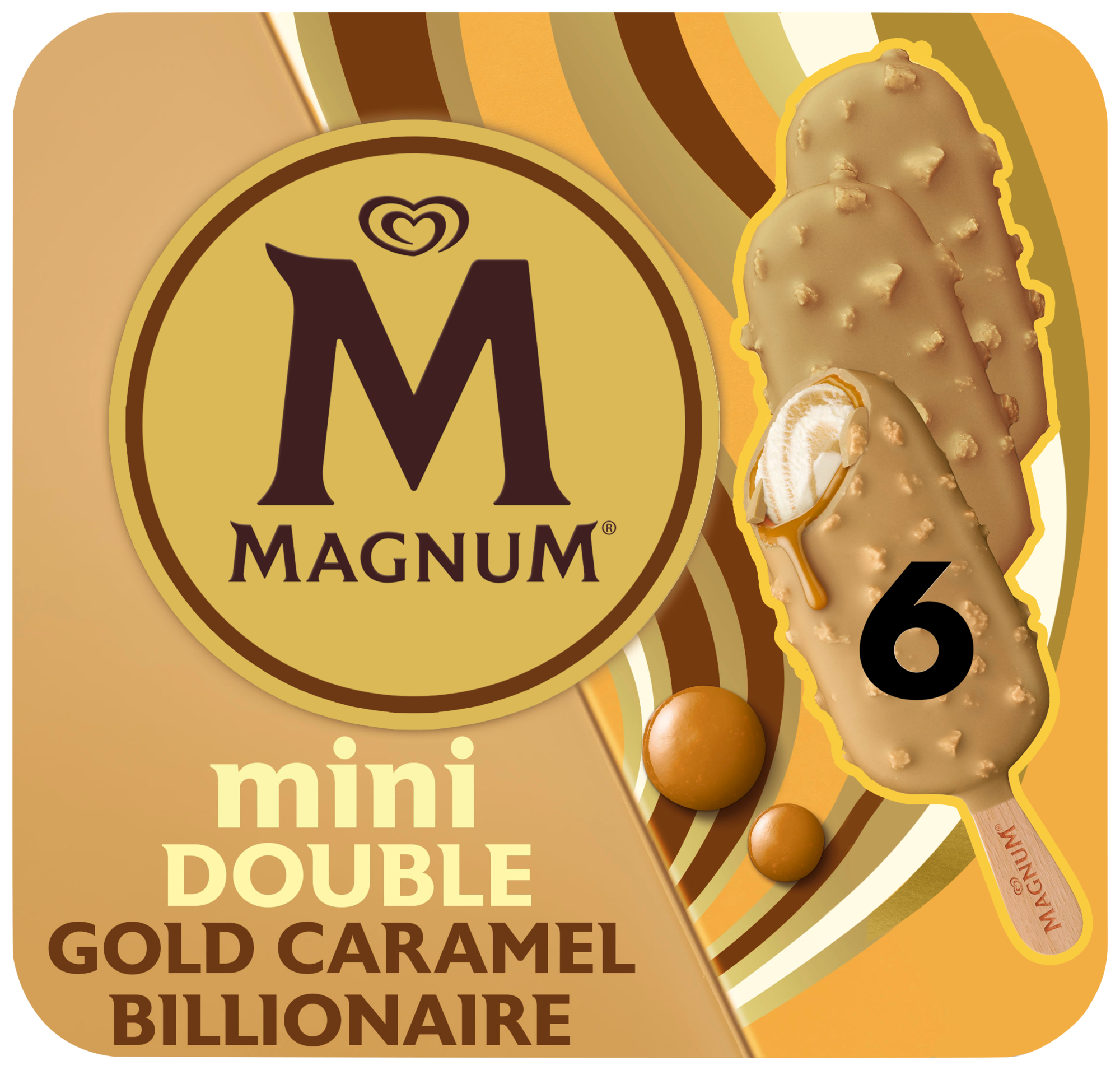 MAGNUM 6 Mini bâtonnets Glacés Double Gold Caramel Billionaire