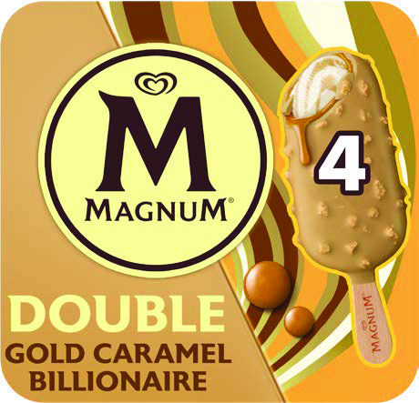 MAGNUM 4 BATÔNNETS GLACÉS DOUBLE GOLD CARAMEL BILLIONAIRE
