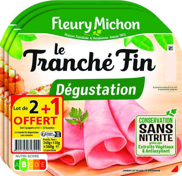 FLEURY MICHON JAMBON LE TRANCHÉ FIN DÉGUSTATION CONSERVATION SANS NITRITE