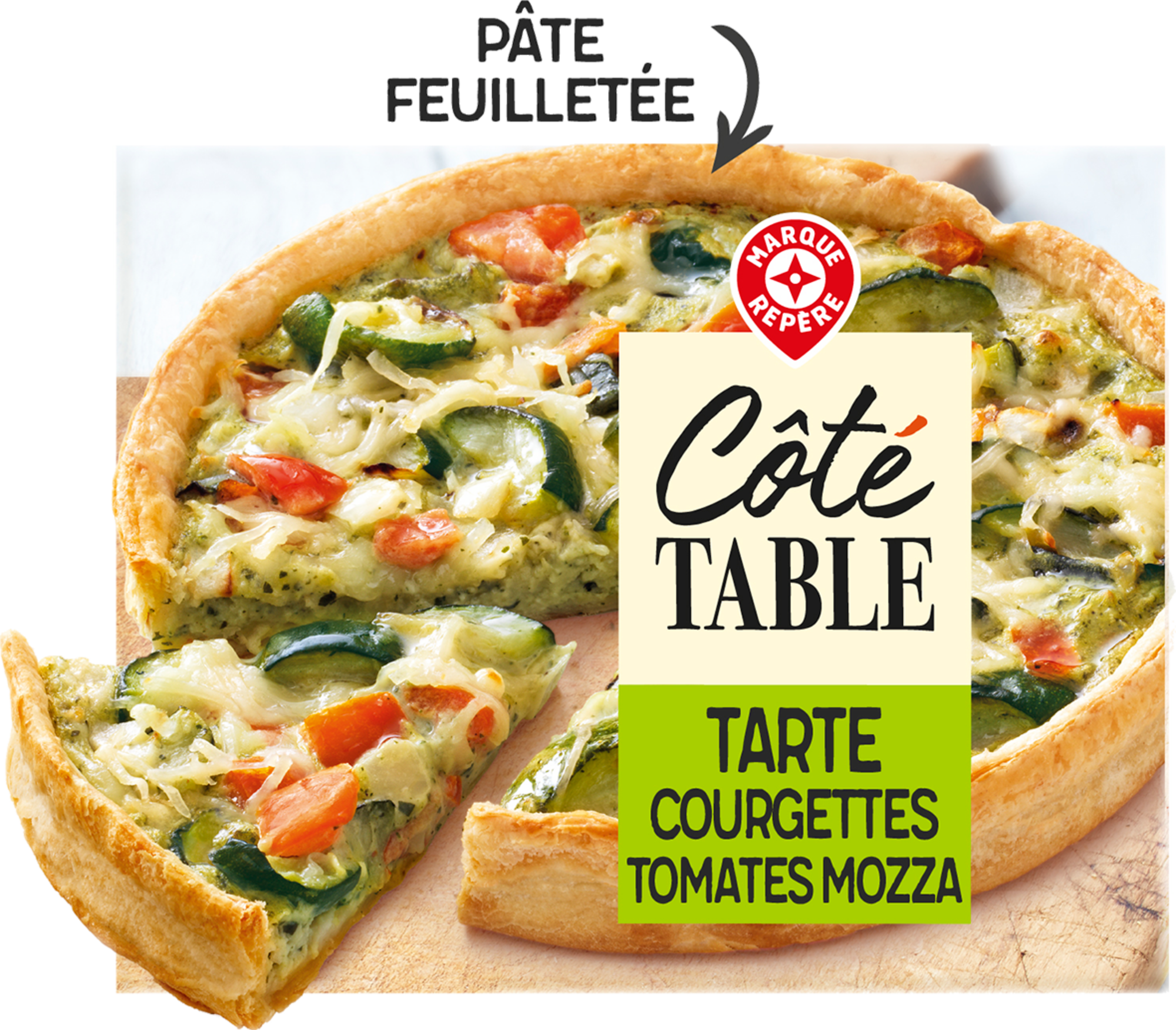 CÔTÉ TABLE TARTE FEUILLETÉE COURGETTE PESTO ET MOZZARELLA SURGELÉE