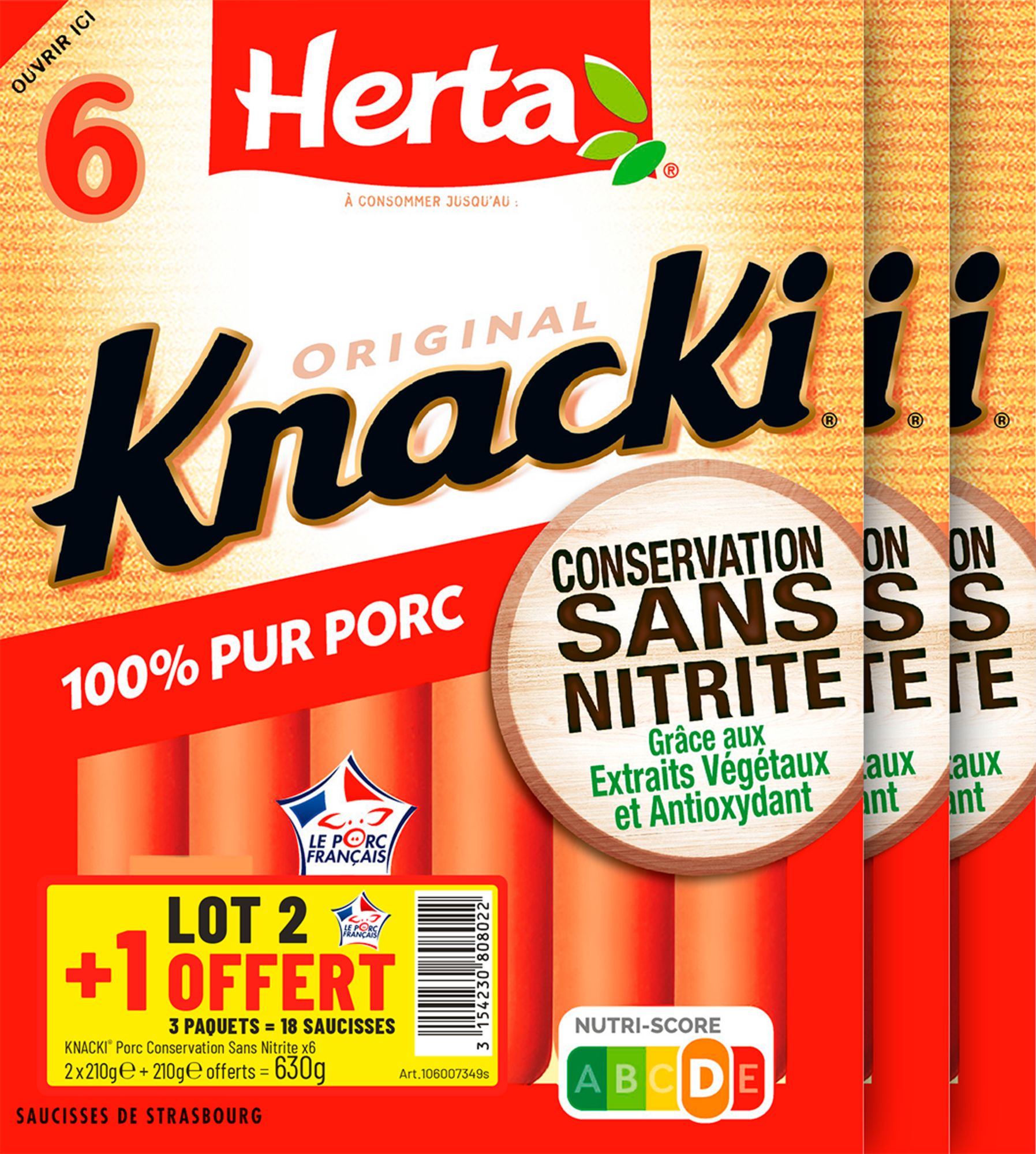 HERTA Knacki 100% pur porc conservation sans nitrite
