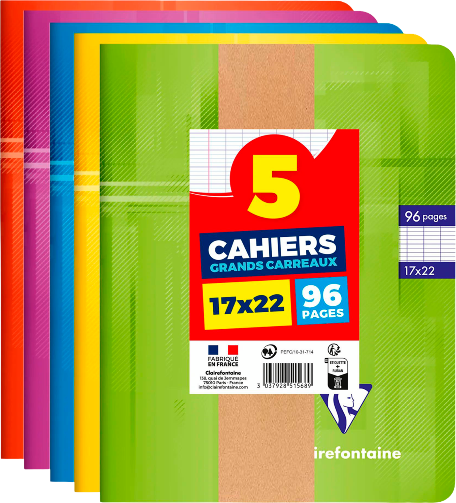 CLAIREFONTAINE 5 Cahiers