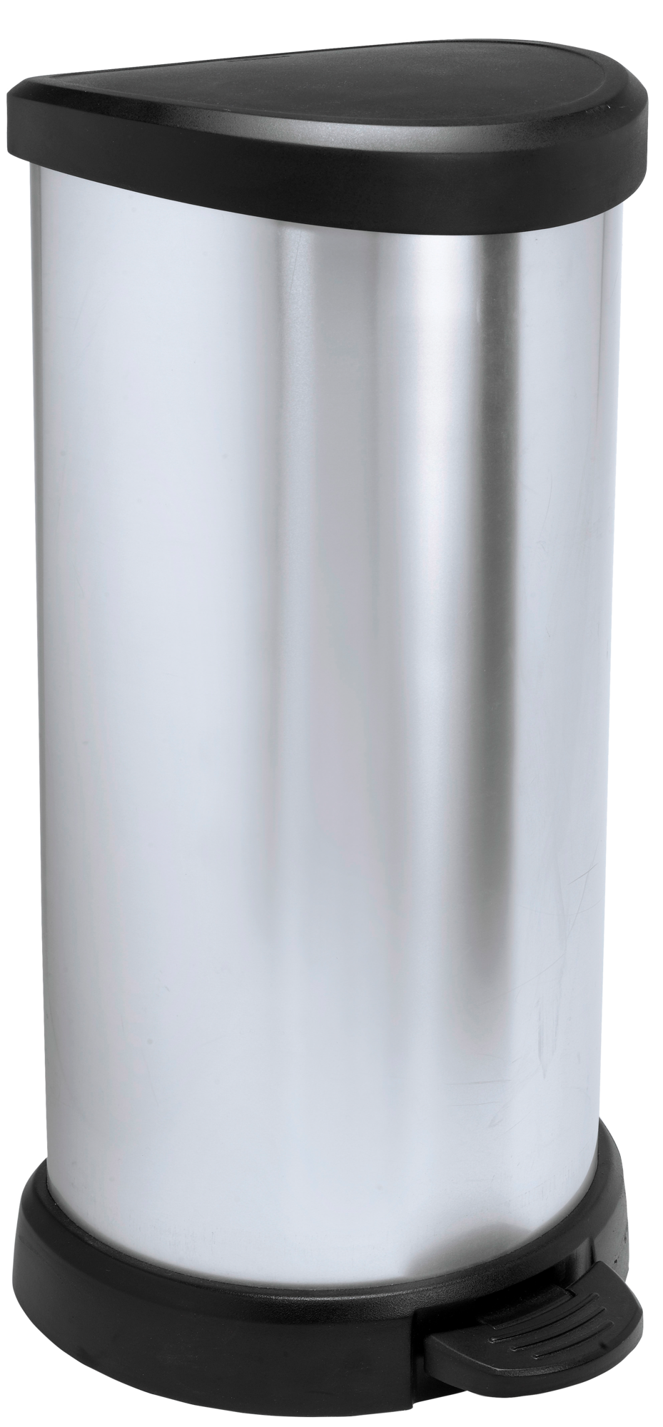 CURVER POUBELLE DÉCO "D-SHAPE" 40L GRIS MÉTALISÉ
